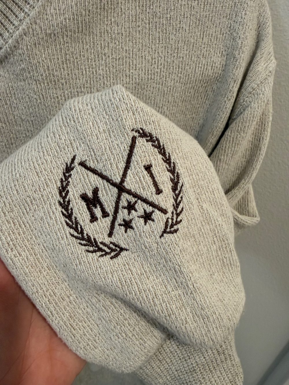 St. Louis Crewneck Sweater in Cream with Brown Lettering - Picture 3 of 5